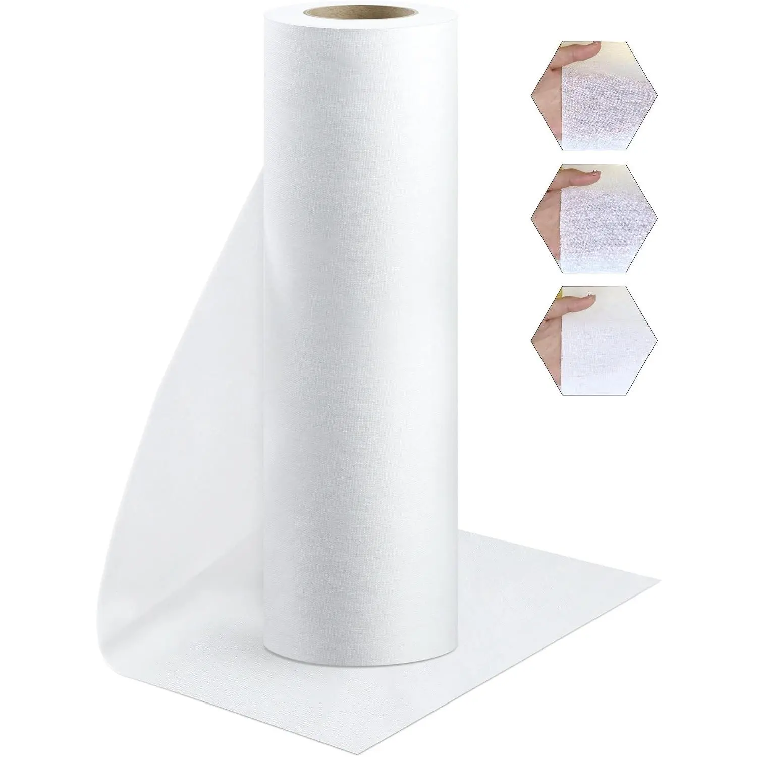 Woven Cotton Iron-On Fusible Interfacing, 16.1 inch X 10 Yards White Medium Weight 100% Cotton Single Sided Interfacing Fabric Iron on Interfacing for Fabric Sewing and DIY Crafts Supplies