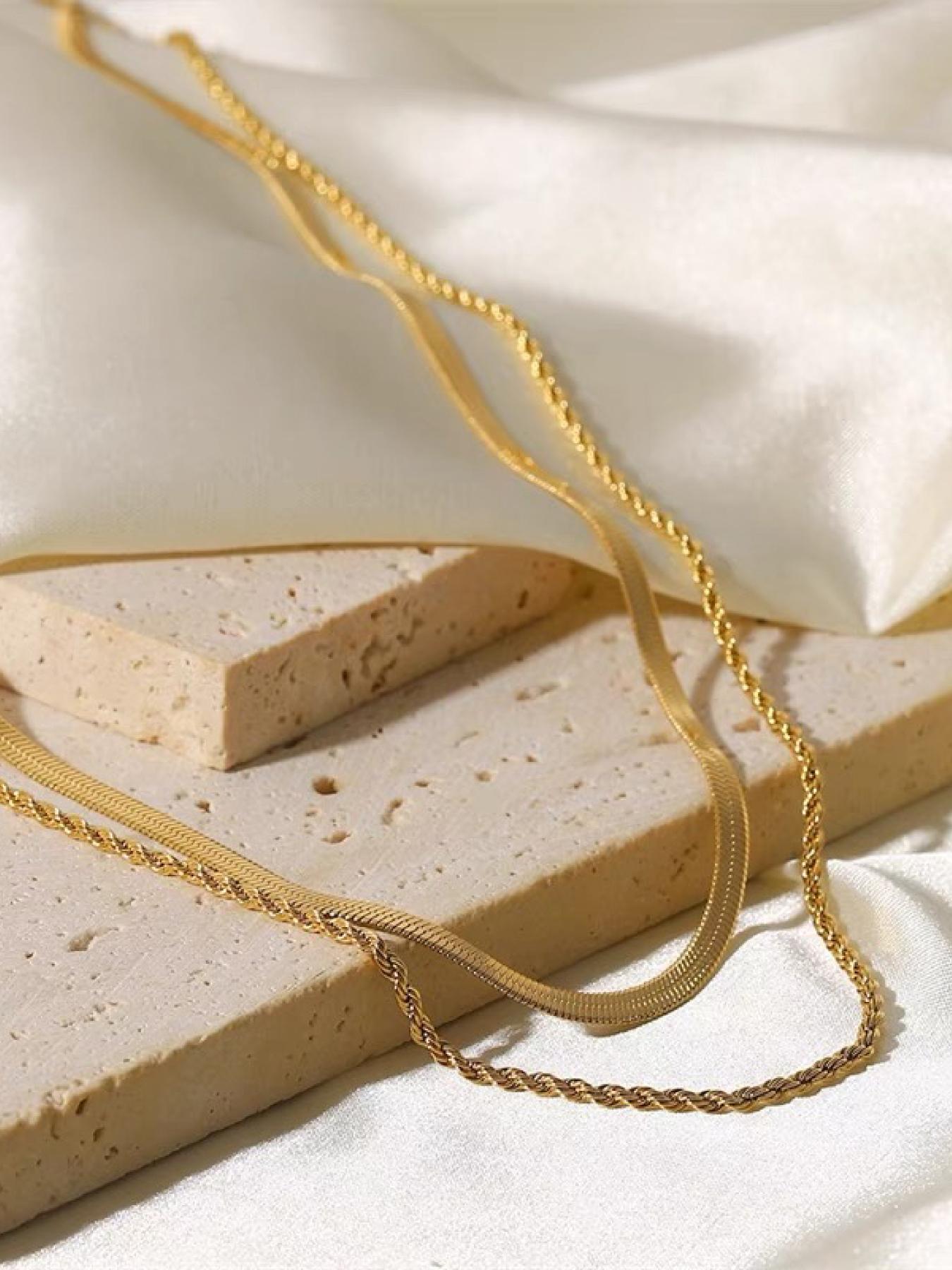 Women's Minimalist Elegant Plain Color Stainless Steel Chain Necklace, Exquisite Trendy Chain Necklace, Chic Jewelry As Gift for Girlfriend, Casual Trendy Jewelry