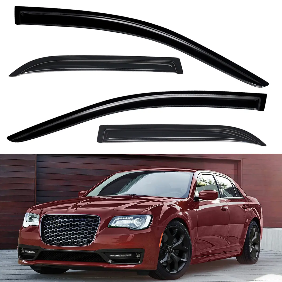 Window Rain Guard Visors Vent Shade Deflectors for Chrysler 300 - Durable All-Weather Car Exterior Accessories