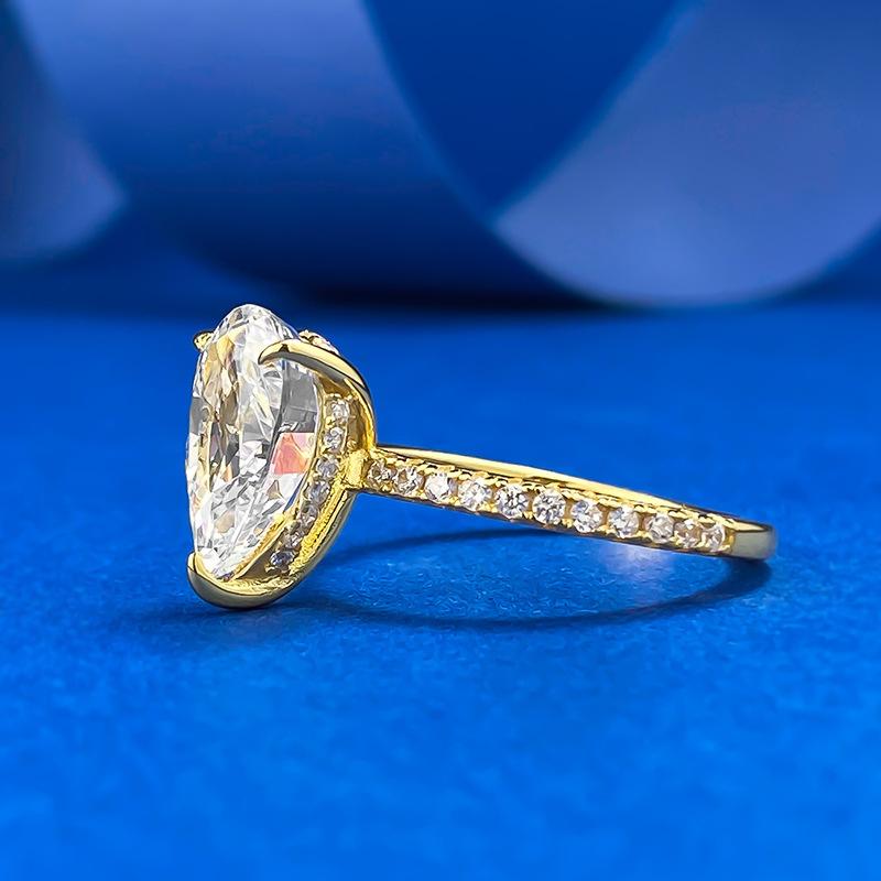 S925 Sterling Silver 3 Carat Pear Shaped Ice Flower Cut Ring 7*11mm 8A Cubic Zirconia Ring fashion jewelry accessory woman girl promise ring Springtok-216(50%)