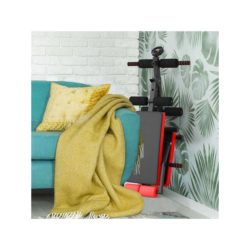 sport equipment  Goplus Multi Functional Foldable Weight Bench Adjustable Sit up Board w Monitor Red