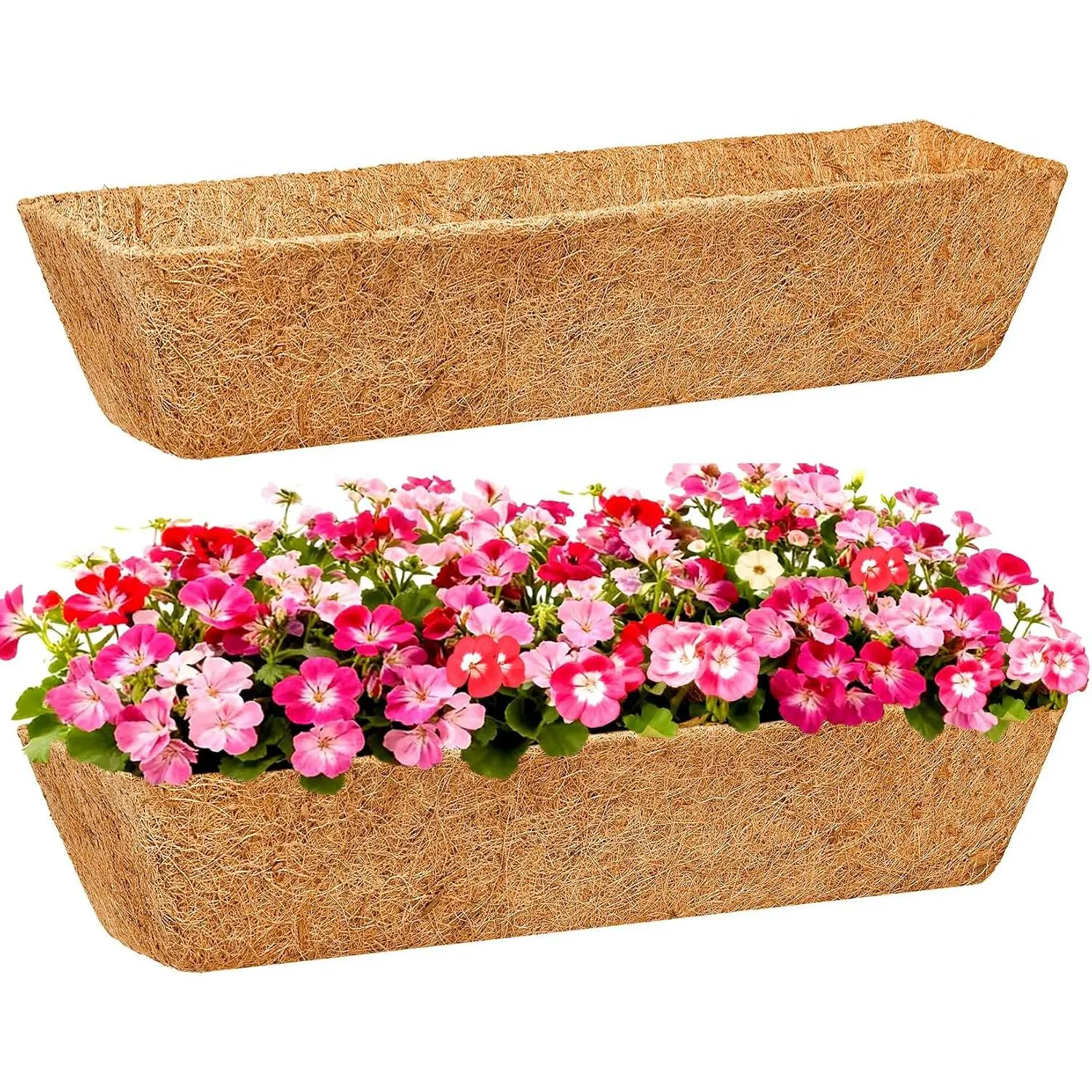 2 Pack 24 Inch Coco Liners for Planters - Coconut Liners for Planters Window Box Liners Coconut Fiber Planter Liner  Durable  Coconut Planter Liners for Outdoor Decor