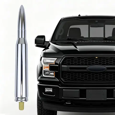 5.5in Aluminum Bullet Antenna 50 Cal Truck Antenna Fittings Fit for Ford F150 F250 F350 Raptor/Dodge RAM 1500 2500 3500/Chevrolet Silverado & GMC Majority Short Replacement Antenna (Aluminum), Car Accessories, Truck Stuff