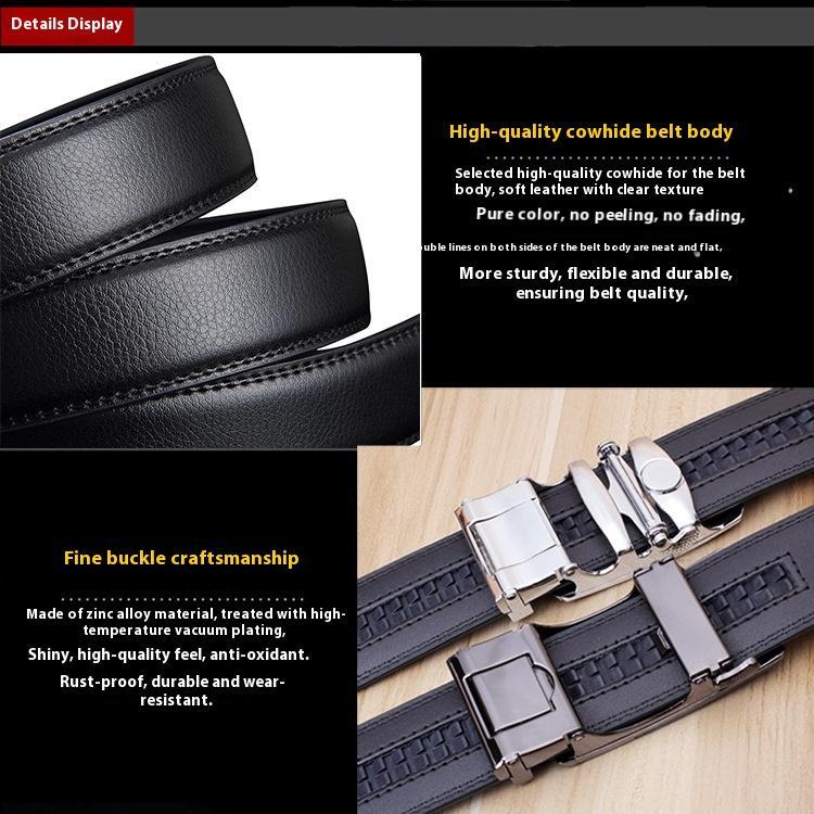 Belt Men's high-end leather automatic buckle head cowhide belt Men's business men's belt Casual classic belt Belt Men's high-end leather automatic buckle head cowhide belt Men's business men's belt Casual classic belt
