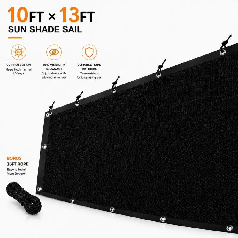 90% Blackout Cloth (Black) - 10 x 13ft UV-Resistant Shade Net with Reinforced Rivets, Suitable for Outdoor Adventures / Camping / Garden / Patio / Greenhouse.Mesh Shade Cloth-2026. #summerwins #summervibe