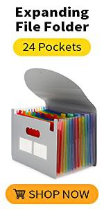Accordion File Organizer, 12 Pocket Expanding File Folder with Label, Portable Monthly Bill Receipt Organizer, Document Storage Organizer, Expandable Desktop File Keeper, Letter/A4 Size