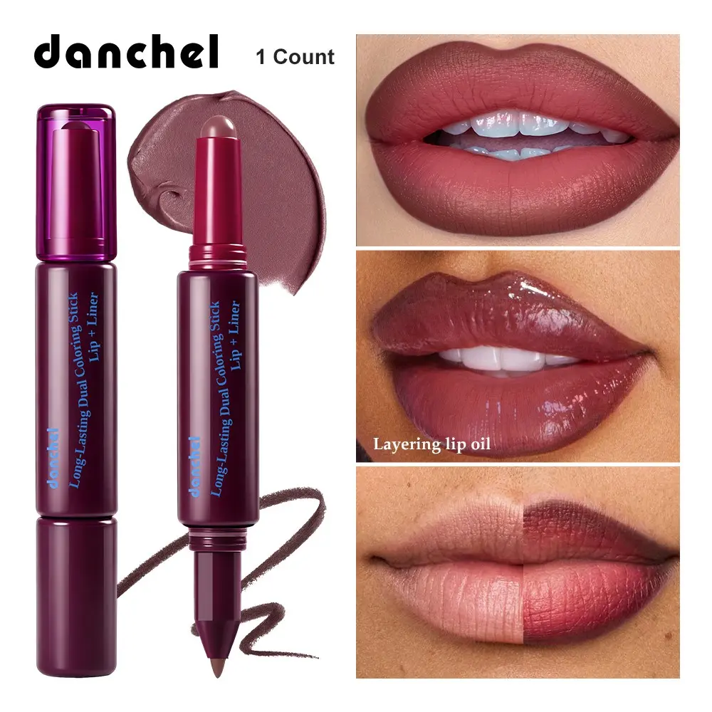 Danchel 2-in-1 Lip & Cheek Multi Stick, Creamy Pudding Texture Blends Seamlessly, Defines & Fills Lips, Use as Blush Too, Matte Finish Smooths Lip Lines, Multiple Shades, Cosmetic Gift