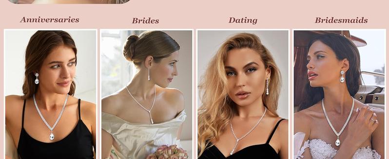 THUNARAZ 4 Pcs Silvery Dazzling Jewelry Set Teardrop Dangle Earrings for Women Crystal Bridal Prom Costume Jewelry Accessories Rhinestone Necklace Bracelet for Bride Bridesmaid for Wedding Party Engagements Business Banquets Christmas Gift THUNARAZ 4 Pcs Silvery Dazzling Jewelry Set Teardrop Dangle Earrings for Women Crystal Bridal Prom Costume Jewelry Accessories Rhinestone Necklace Bracelet for Bride Bridesmaid for Wedding Party Engagements Business Banquets Christmas Gift