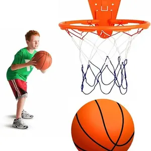 Quiet Indoor Ball Set - Noiseless Basketball with Basket for Silent Play - Noise-Free Rebound Ball - Silent Basketball Hoop Included - Noiseless Ball Game Kit for Indoor Fun.