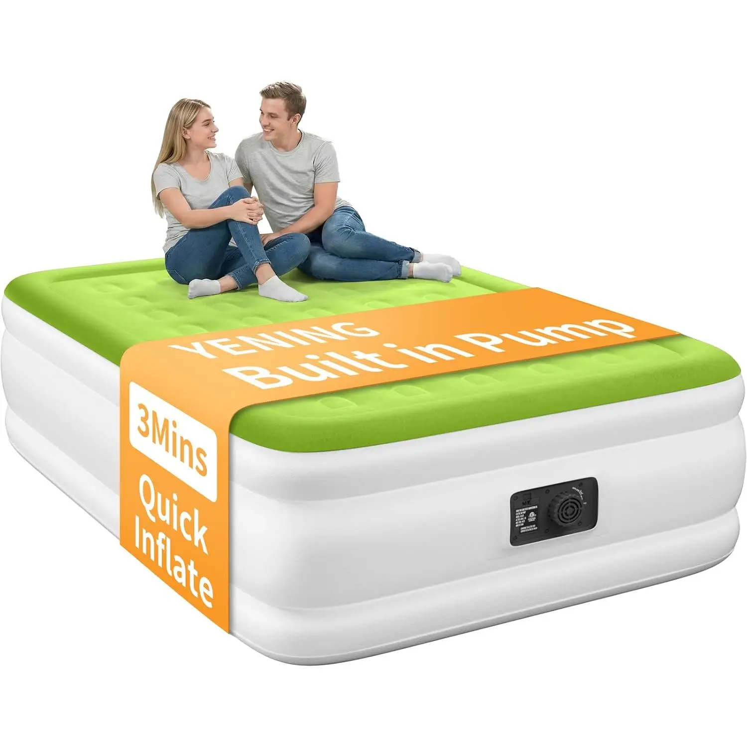 Full Size Air Mattress with Built in Pump, 18 Inch Raised Inflatable Air Bed, Double Height Portable Guest Mattress for Home Camping