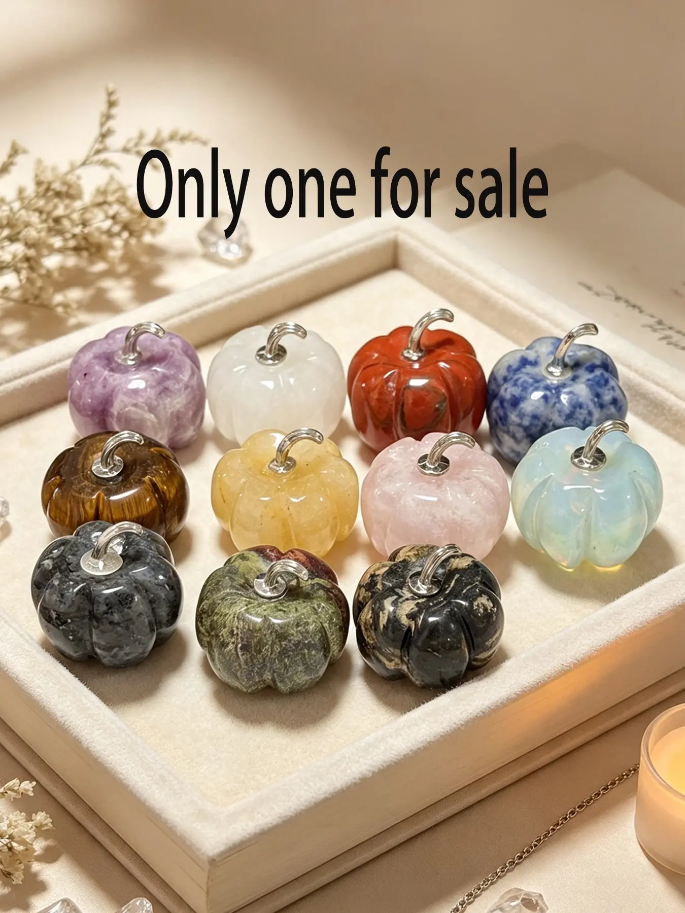 1pc Natural Crystal Pumpkin Carving Decor, Halloween Party Tabletop Home Decoration, Perfect Holiday Gift, Yoga Meditation Accessory, Christmas Gift