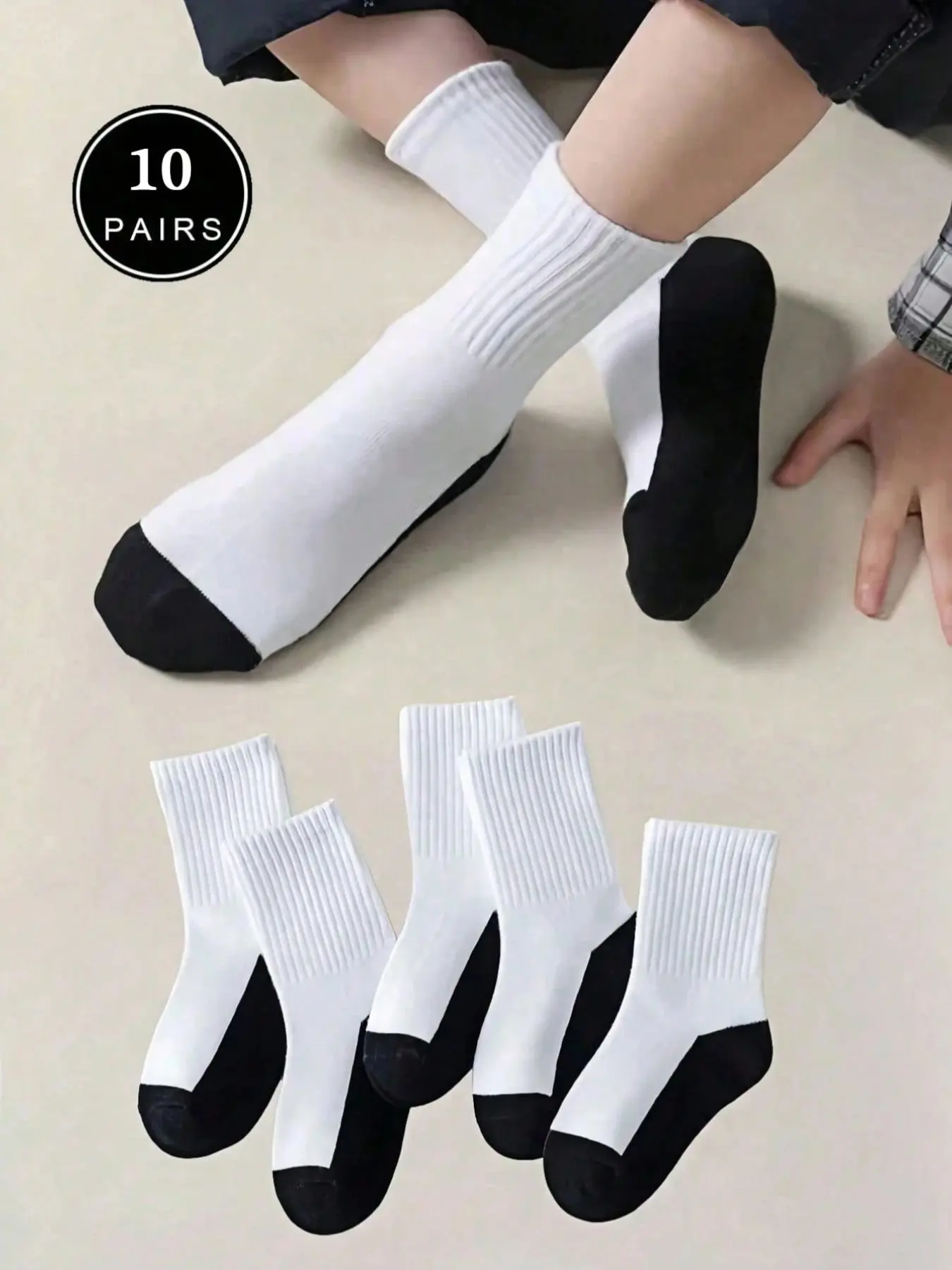 10 Pairs Kids Socks, Fashion Casual Sports Campus Style, Ideal for Outdoor, Travel, Running, Basketball, Indoor, Party, Gift