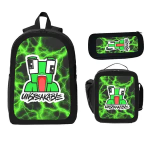 Unspeakable Backpack With Lunch Box Pencil Case 3 In 1 For Boy Girl Teen Schoolbag Lightweight Large Capacity 600D Oxford Cloth Adjustable Straps Comfortable Mesh Back Cushioning backpack goals