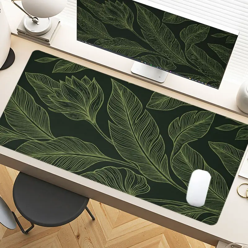 Lush Leaf Desk Pad Gaming Mousepad XXL Mouse Pad For Laptop Desk Mouse Pad Extra Large With Non-Slip Rubber Base Stitched Edges Surface For PC Gamers Office Workers & Home Use Ideal For Nature Lovers And Seasonal Gifts