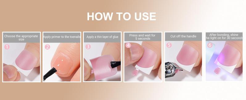 Toe Nail Tips, Brown Soft Gel Press On Toenails, 150Pcs Short Square French Toenail Full Cover Press On Fake Toe Nails Salon Home DIY 15 Sizes