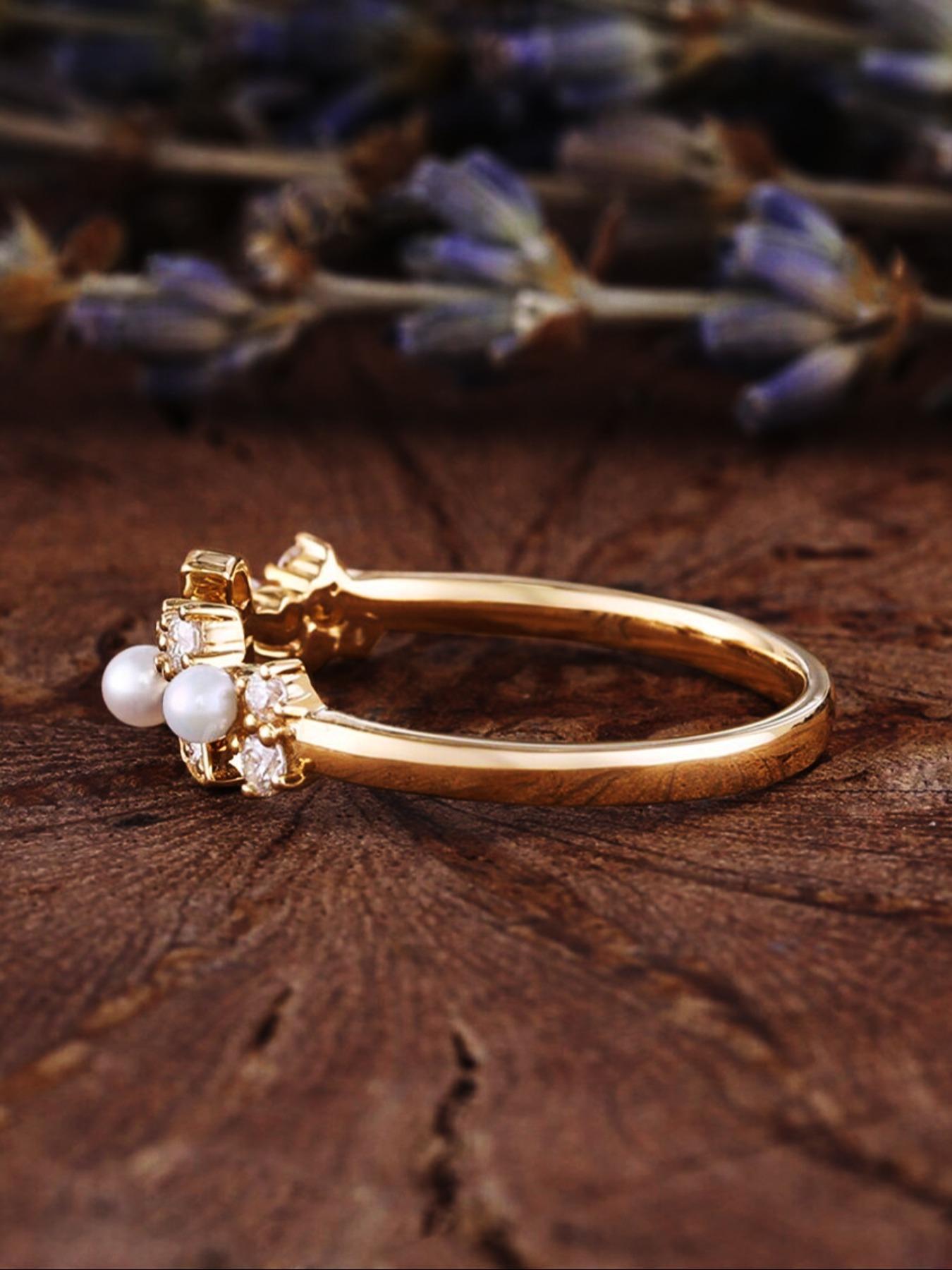 S925 Sterling Silver Faux Pearl & Artificial Zircon Decorated Ring, Vintage Style Ring for Women, Trendy All-match & Exquisite Jewelry for Birthday Gift, Vintage Rings, Promise Ring