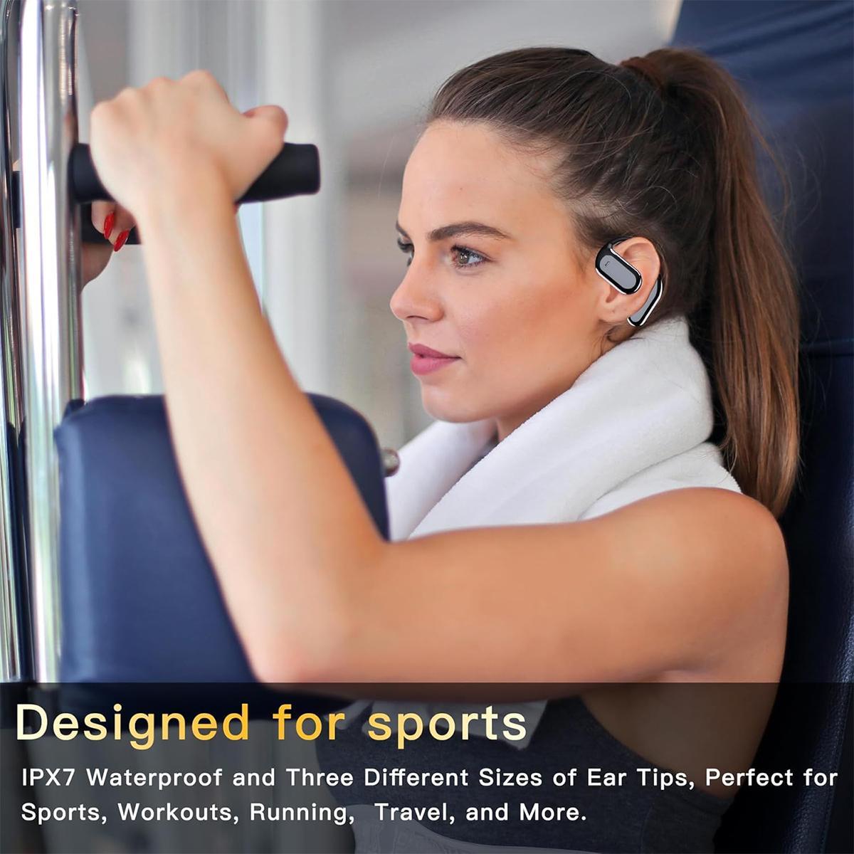 Wireless Earbuds 75hrs Bluetooth 5.4 Headphone Sport,2025 Bluetooth Earbuds Stereo Deep Bass Over Ear Bud with Earhooks,Bulit-in Noise Cancelling Microphone,IPX7 Waterproof Earphone for Workout/Running