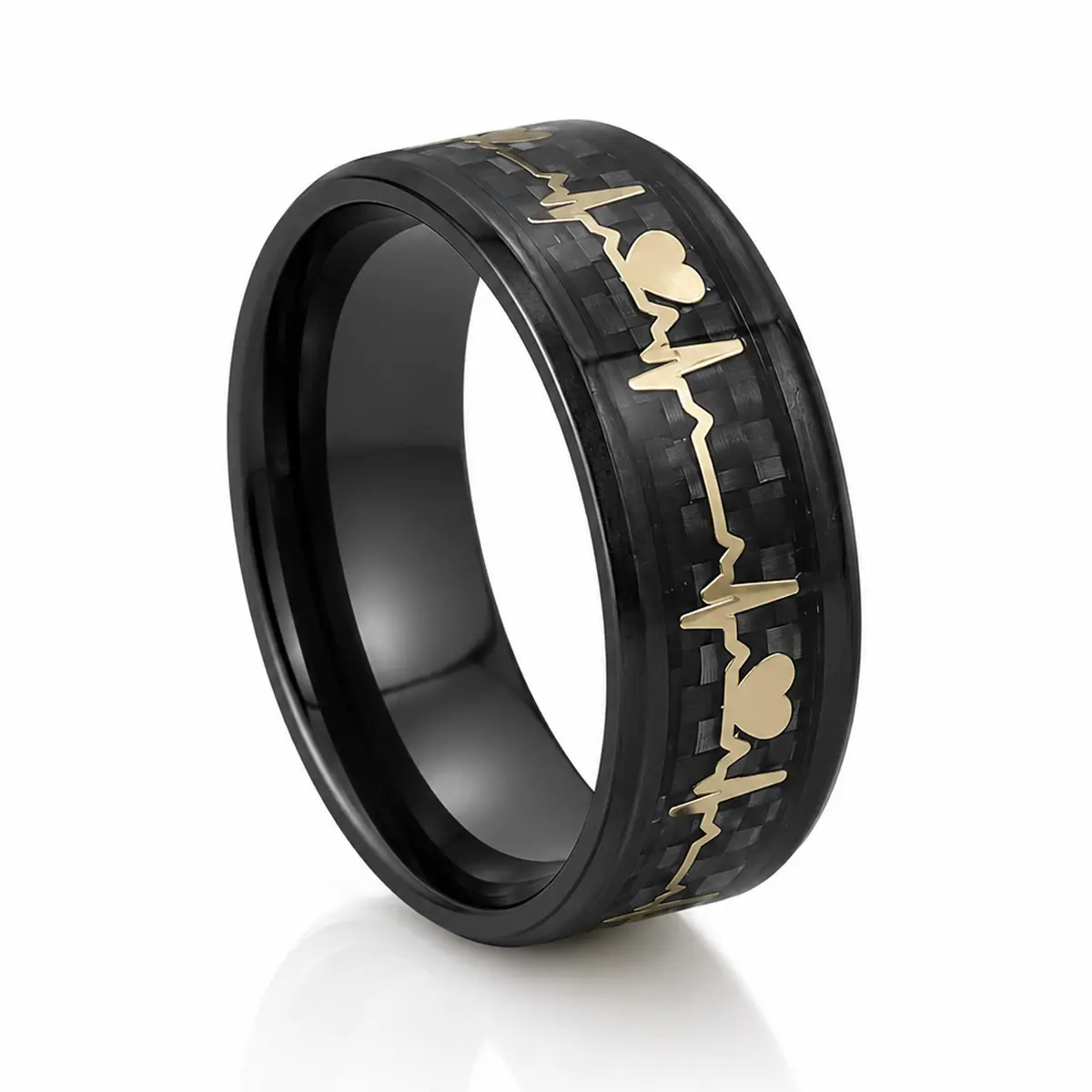 Unisex ring, electrocardiogram pattern ring, fashionable everyday accessory, suitable as an anniversary gift