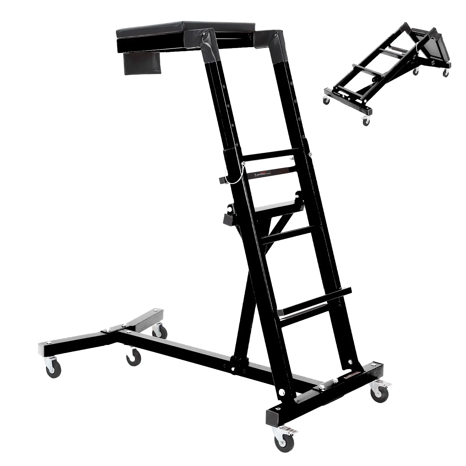 400 lb Topside Engine Creeper - Adjustable Height 51-71 in - Collapsible Over-Engine Rolling Platform with Padded Deck & Locking Casters for Trucks/Jeeps/Pickups/Lifted Vehicles