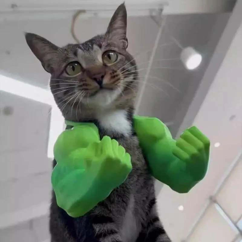 Cute Pet Muscle Arms Costume Funny Hulk Fist Shoulder Decor Adjustable Pet Cosplay Props Adorable Photo Accessory for Cat Small Dog Party Dress‑Up