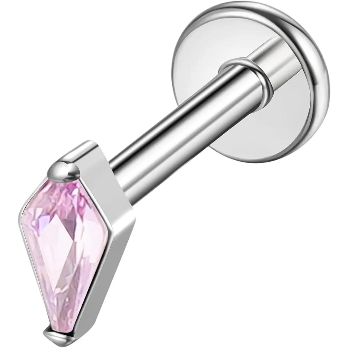 1 count 16G G23 Titanium Threadless Labret Studs Push-in Colorful CZ Labret Cluster Tragus Helix Conch Lobe Rook Cartilage Push  Sleeper   Earring Stud
