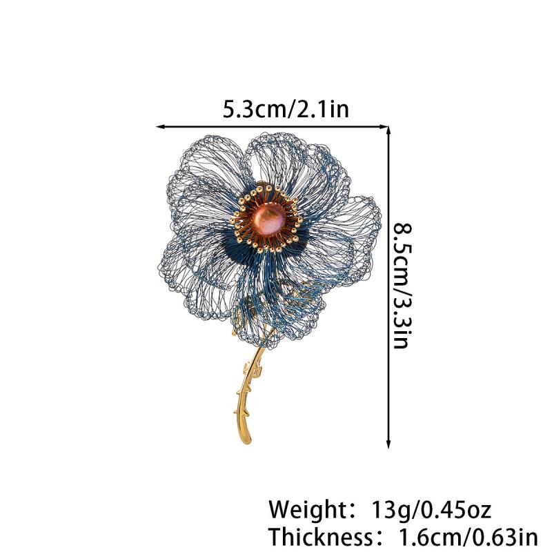 Exquisite Romantic Handmade Floral Brooch - Unique Hand-woven Wire Luxurious Niche Design