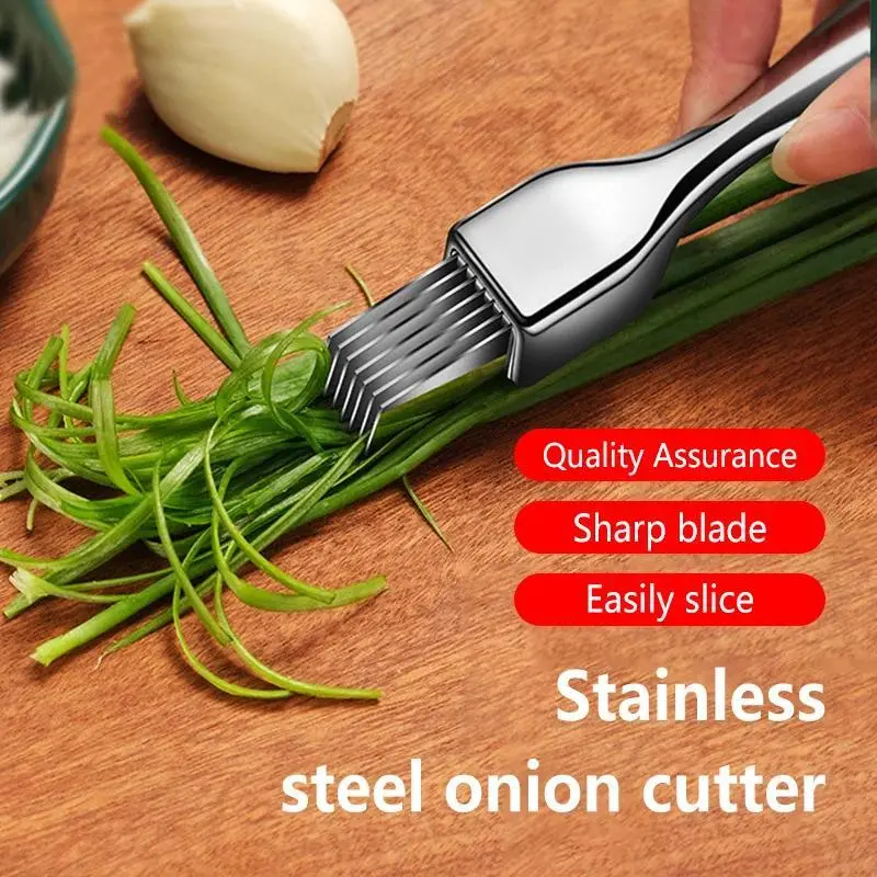 Kitchen Shred Silk The Knife, Stainless Steel Chopped Green Onion Knife, Curved Handle Design, Food Speedy Chopper Green Onion