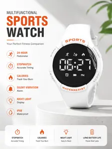 FASSUN Waterproof LED Digital Sports Watch for Men, Women,and Teens: Time and Date, Step Counter, Stopwatch,Calorie Tracking, Vibration Alarm, IP68 Water Resistance,Suitable for Outdoor Activities and Everyday Wear
