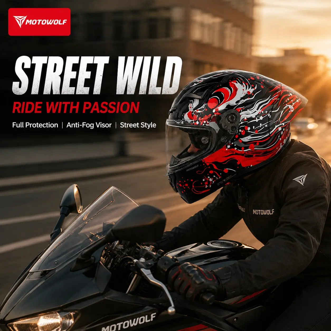 Dot Certified Full-Face Racing Helmet, Unisex Motorcycle Helmet for All Seasons, Large Tail Wing Ventilation, Summer Safety Gear