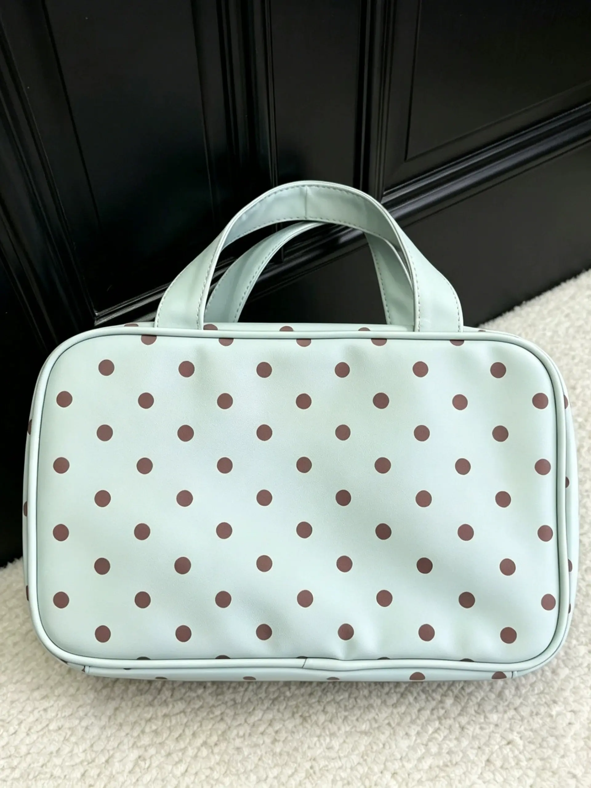 Polka Dot PU Leather Cosmetic Organizer Bag, Fashion Travel Makeup Pouch, Ideal for Business Trips and Gifts, Stylish Bathroom Accessory, Portable Makeup Pouch