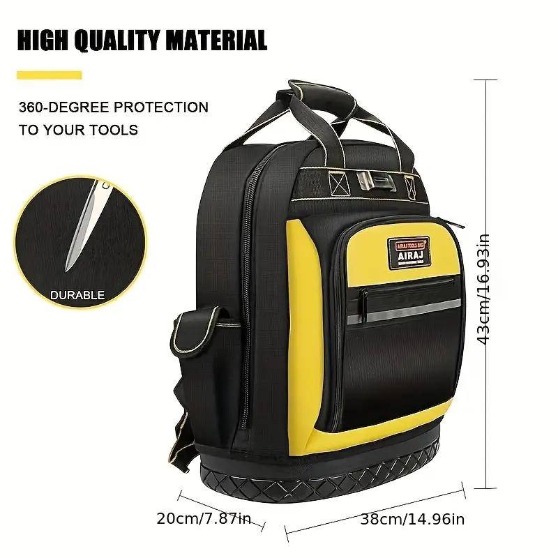 Tool Backpack with Waterproof Base, Durable Multi-functional Pocket for Electrician and Industrial and Construction Work, Tool Organizer, Tool Bag