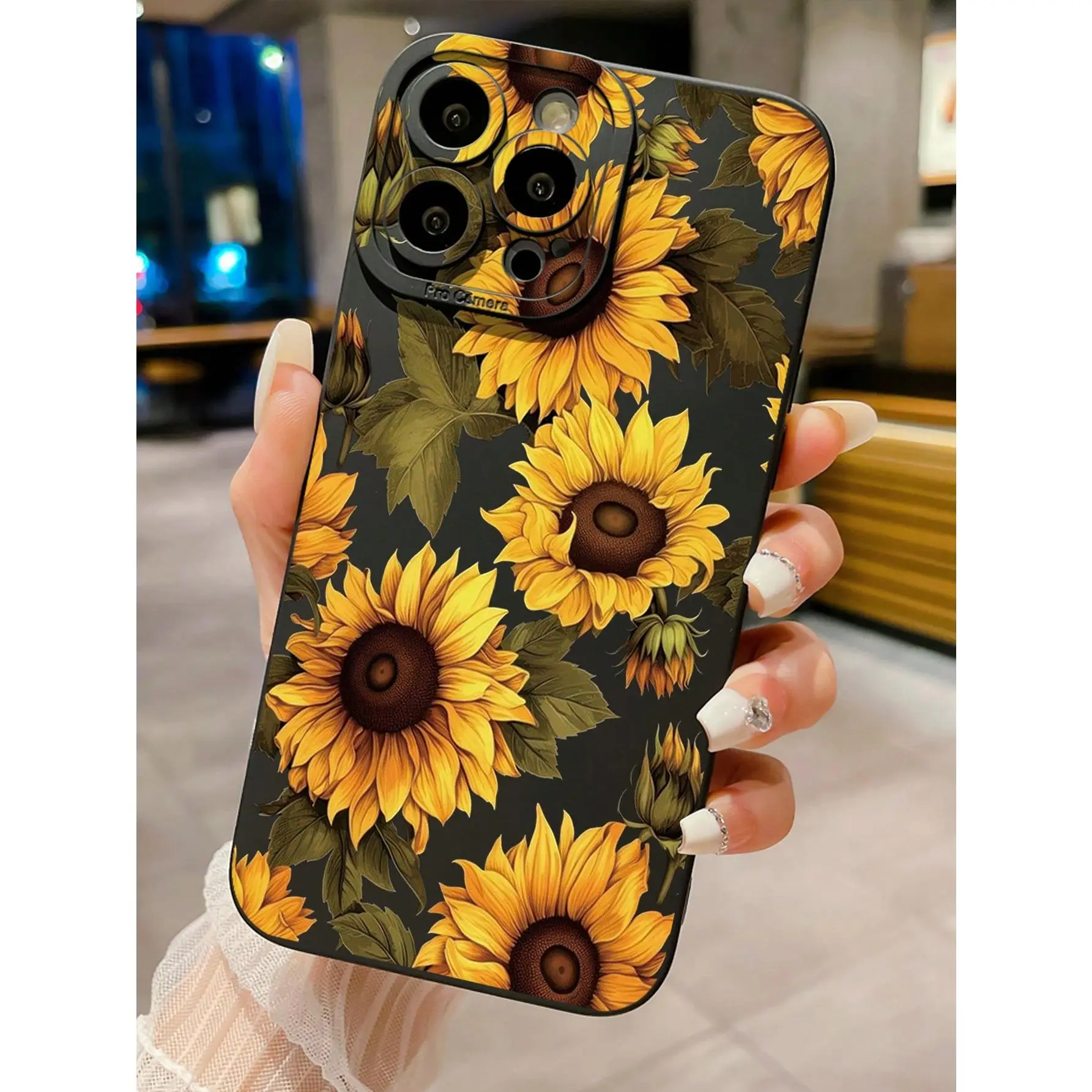 1pc Sunflower Pattern Shockproof Phone Case Compatible With Apple, /Compatible With Galaxy, Compatible With Infinix, Compatible With Redmi, Compatible With OPPO, Compatible With VIVO, Compatible With Realme