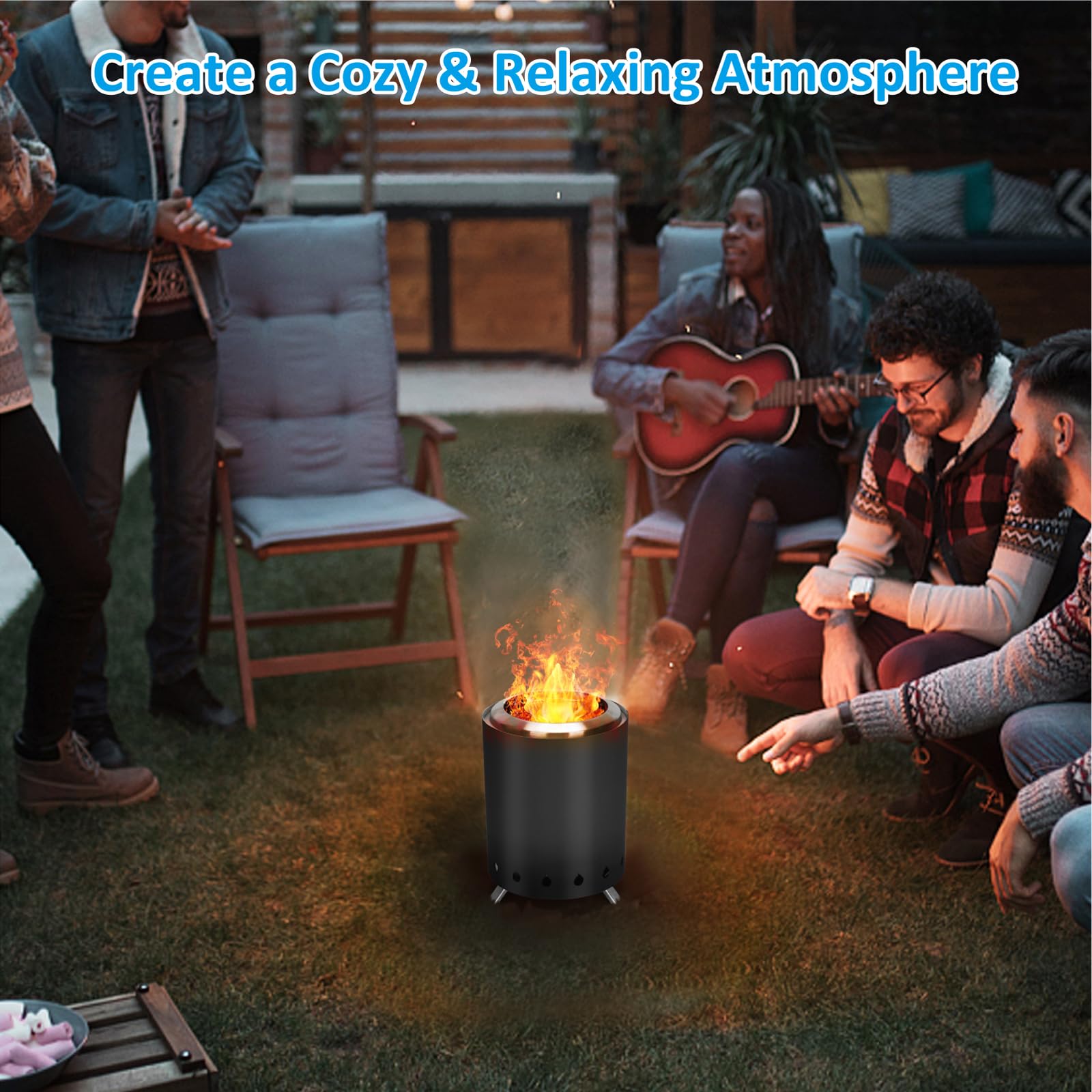 Outdoor Tabletop Fire Pit with Stand, Mini Fire Pit with Travel Bag, Portable Fire Pit, Low Smoke Stove, Suitable for Urban Yard Parties and Suburban Camping, Valentine's Day Gift