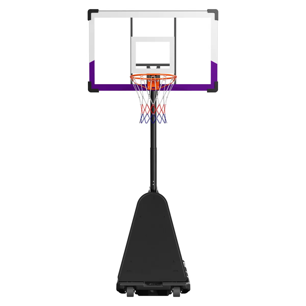 Fahuac Portable Basketball Hoop, 48" Polycarbonate Backboard and Steel Frame, Adjustable to 10ft with Hand-Crank, Mobile Base for Backyard & Driveway