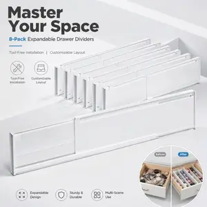 8Pcs Expandable Drawer Dividers | Tool-Free Adjustable for Home Organization