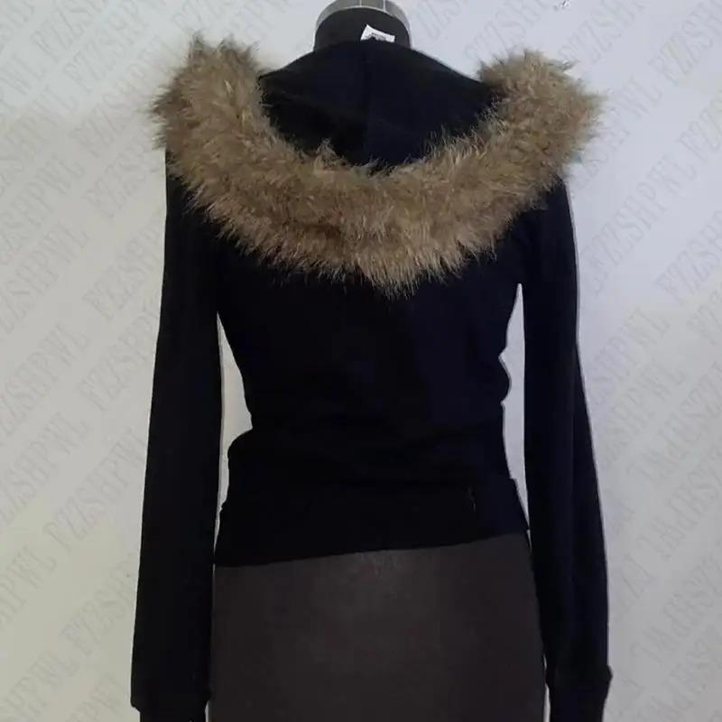 streetwear y2k zip Vintage Emo Fur Hoodie Jacket Women Gothic Hip Hop Fashion Graphic Punk Letter Print Zip Up Hoodies Aesthetic Harajuku Hoodies Clothes Streetwear EMO Girl