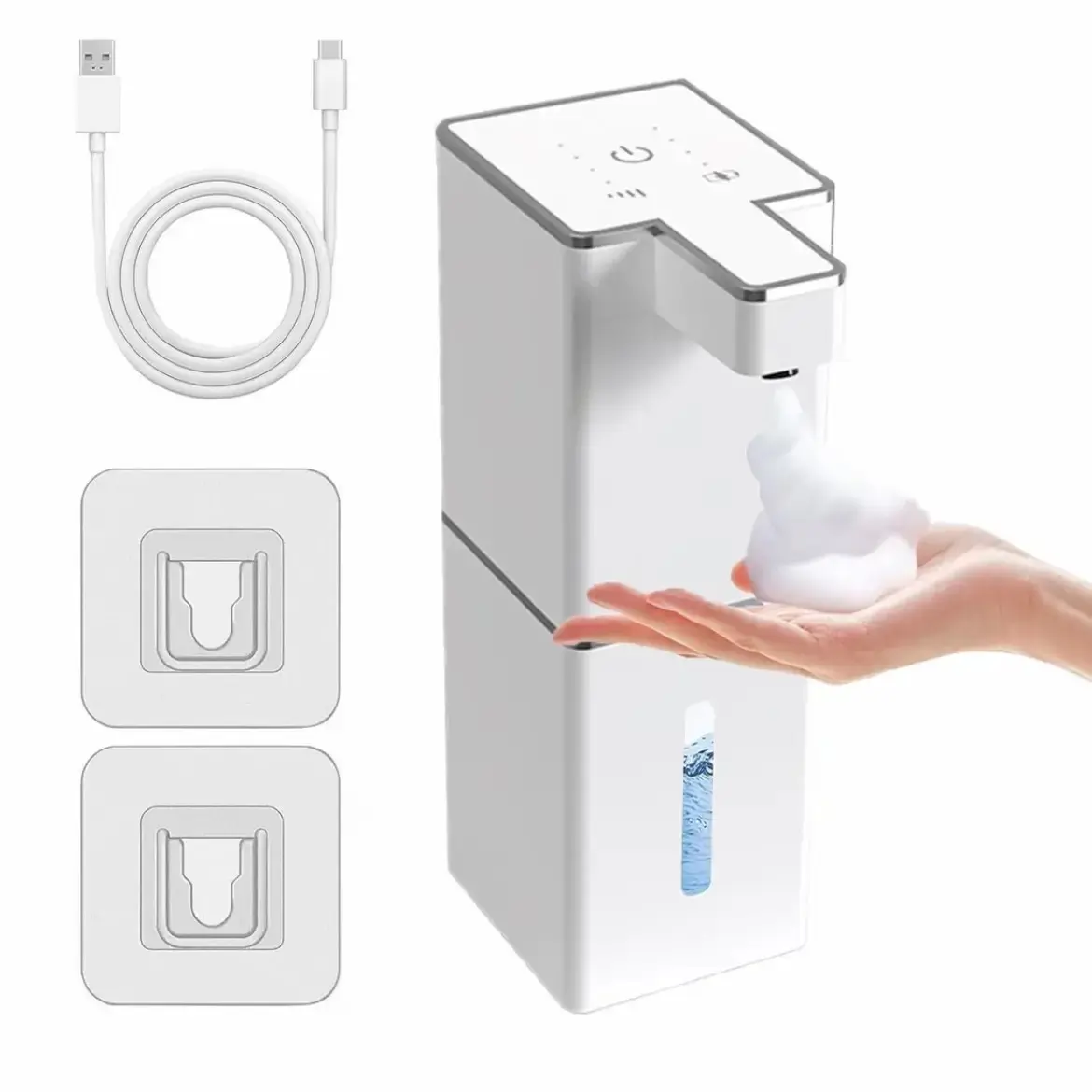 Electromagnetic Automatic Soap Dispenser, Innovative Square Design, 360ML Capacity, Three-Level Adjustment, Ipx5 Waterproof, Type-C Charging