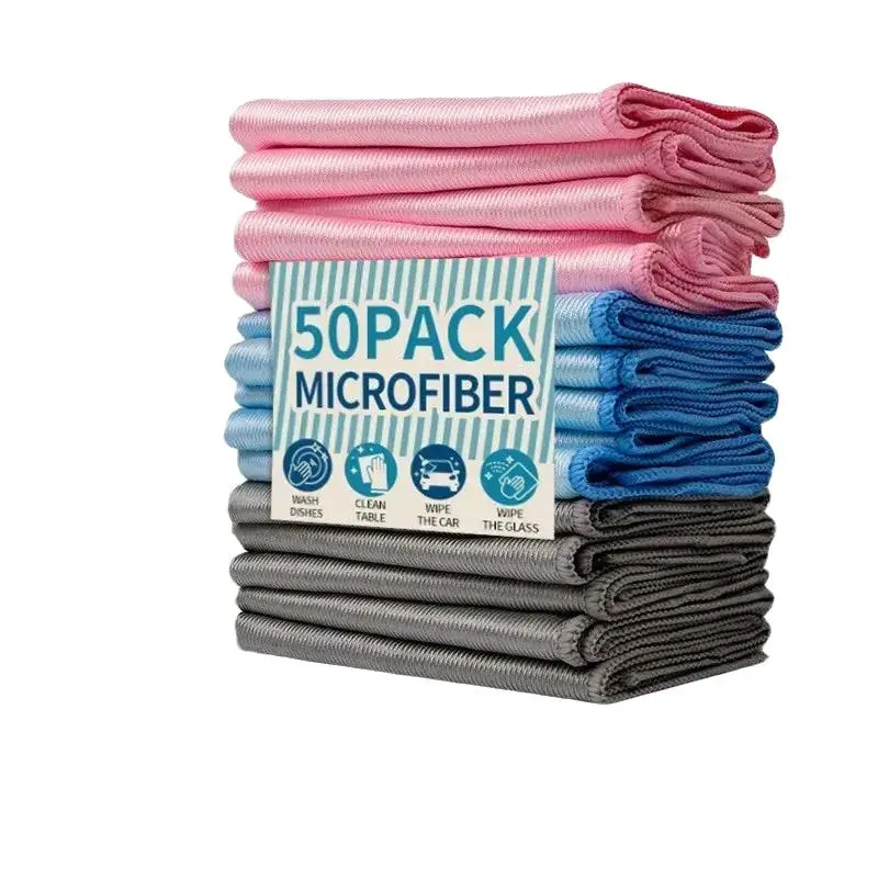 Microfiber Glass Cleaning Cloth Set (8pcs, 25x25cm, Blue & ), Scratch-Free Wipes for Windows, Cars, Polishing, Stainless Steel, Washable Car Wash Microfiber Towel