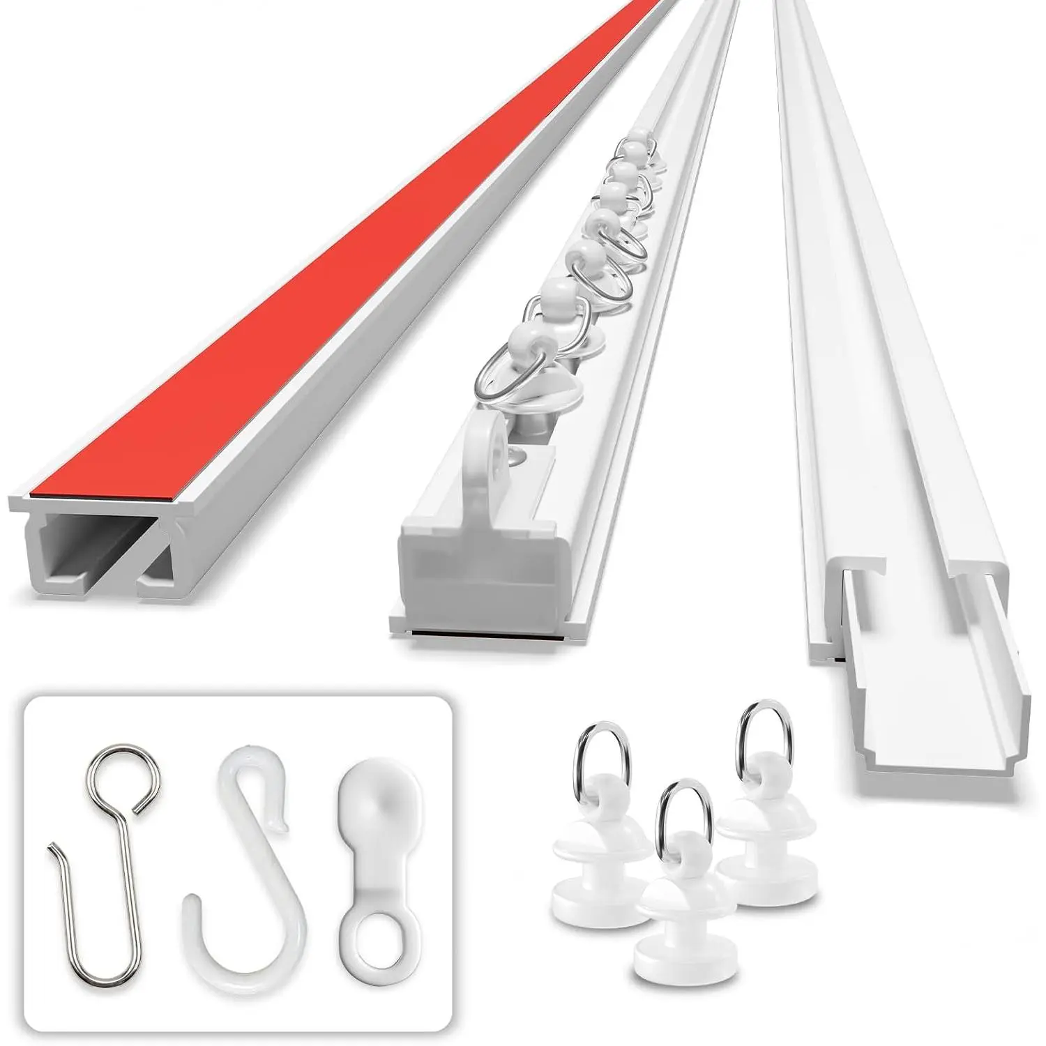 Self Adhesive Curtain Track No Drill Ceiling Curtain Track, Peel and Stick Curtain Rail Renter Friendly for Bedroom Bathroom Living Room (4.72FT/ 1.44M)
