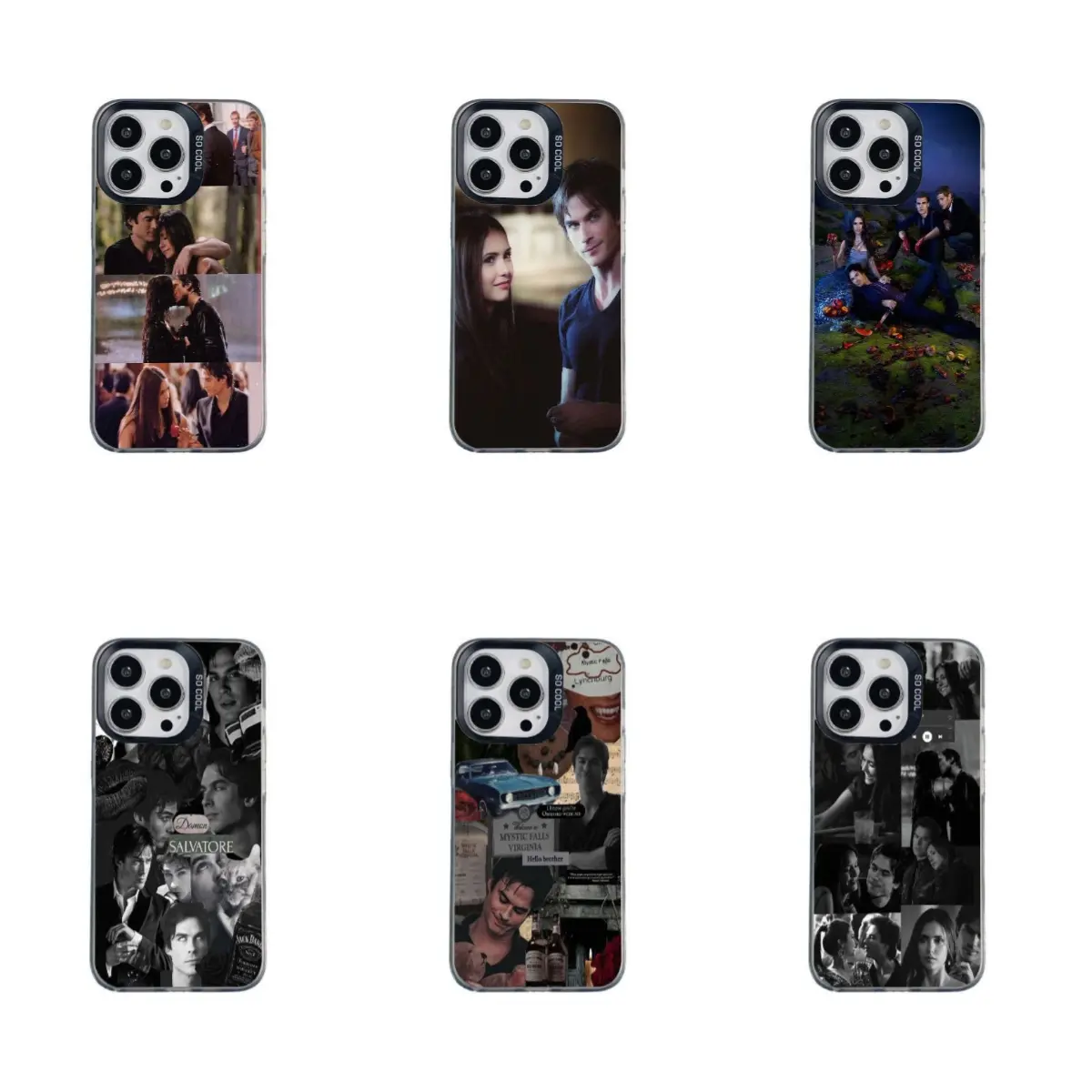 Stylish *The Vampire Diaries* iridescent silver phone case—compatible with iPhone 12–17 and Samsung S22–S26 series. Features a refined texture, drop protection, and a touch of understated luxury; the perfect gift choice.