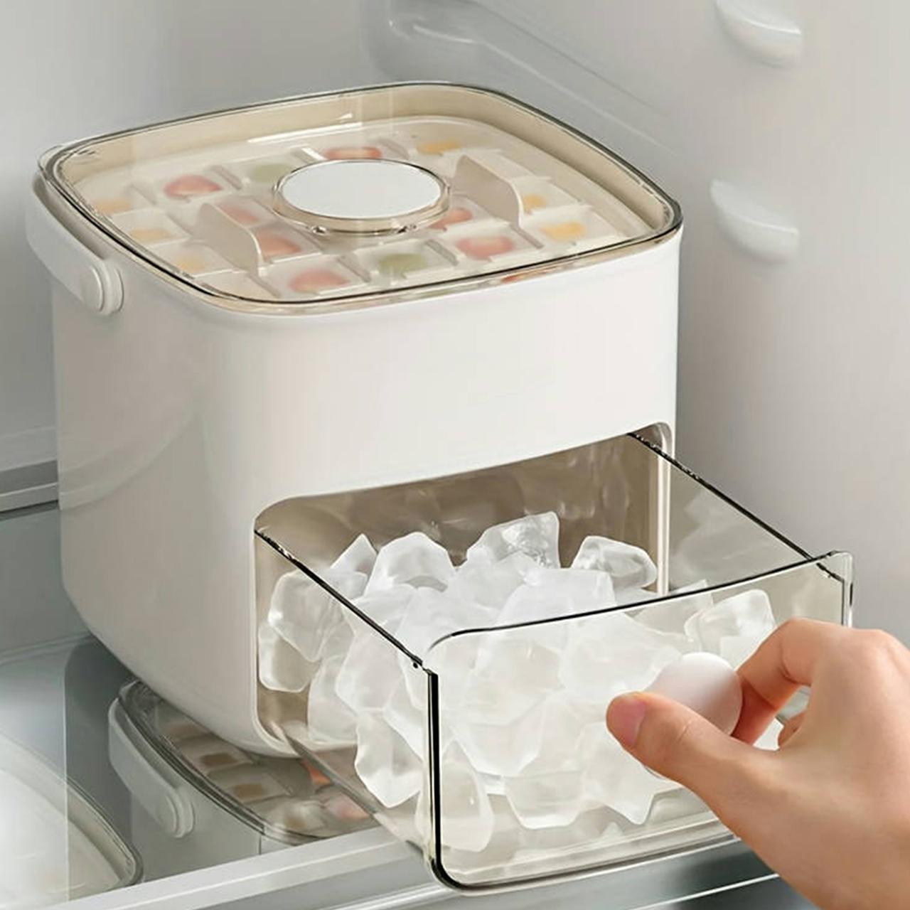 Ice Cube Maker, 48-grid Double Layer Ice Cube Mold with Large Capacity Storage, Household Ice Making Tool for Home Kitchen