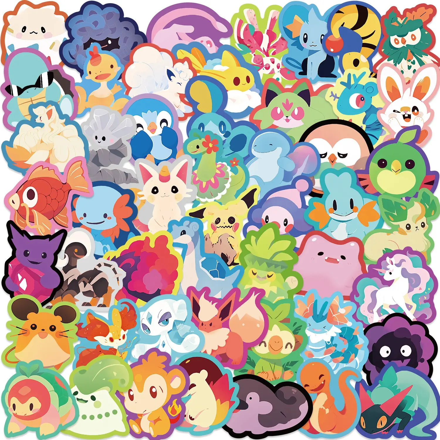 50 Colorful Pokémon Graffiti Stickers, Personalized Decor for Guitar Notebook Luggage, DIY Waterproof Journal, Creative Accessories, Cool Stickers, Diy Decorative Stickers