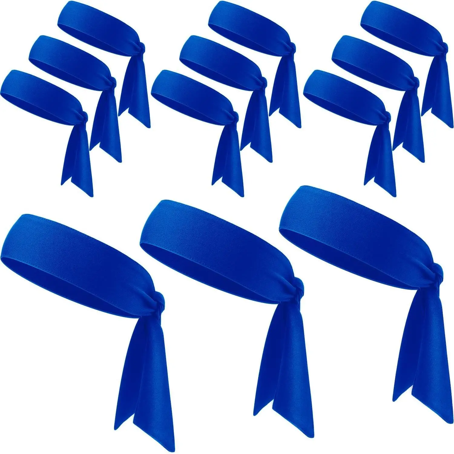 12 Pieces Tie Headbands for Women Men Dry Sports Athletic Sweatband Adjustable Elastic Head Band for Basketball Tennis Running Workout Ninja Karate