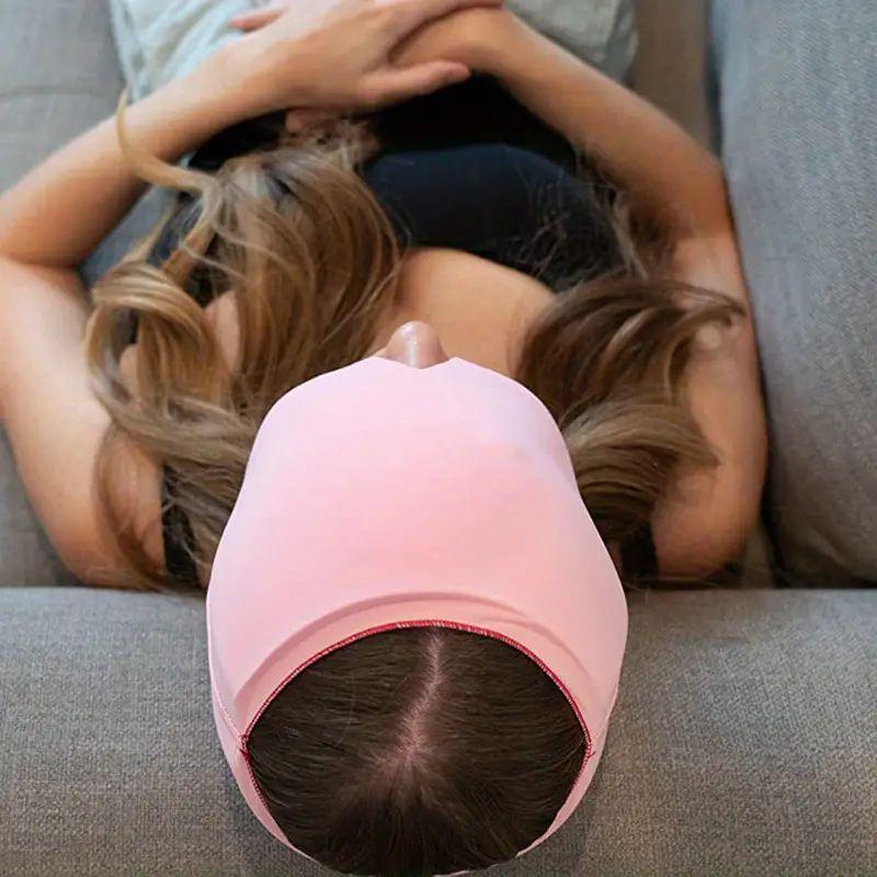 Cold Compress Gel Ice Hat, 1 Count Wearable Cold Pack Head Wrap, Reusable Hot & Cold Eye Mask, Elastic Face & Head Cold Compress Cover, Soft Design for All Skin Types