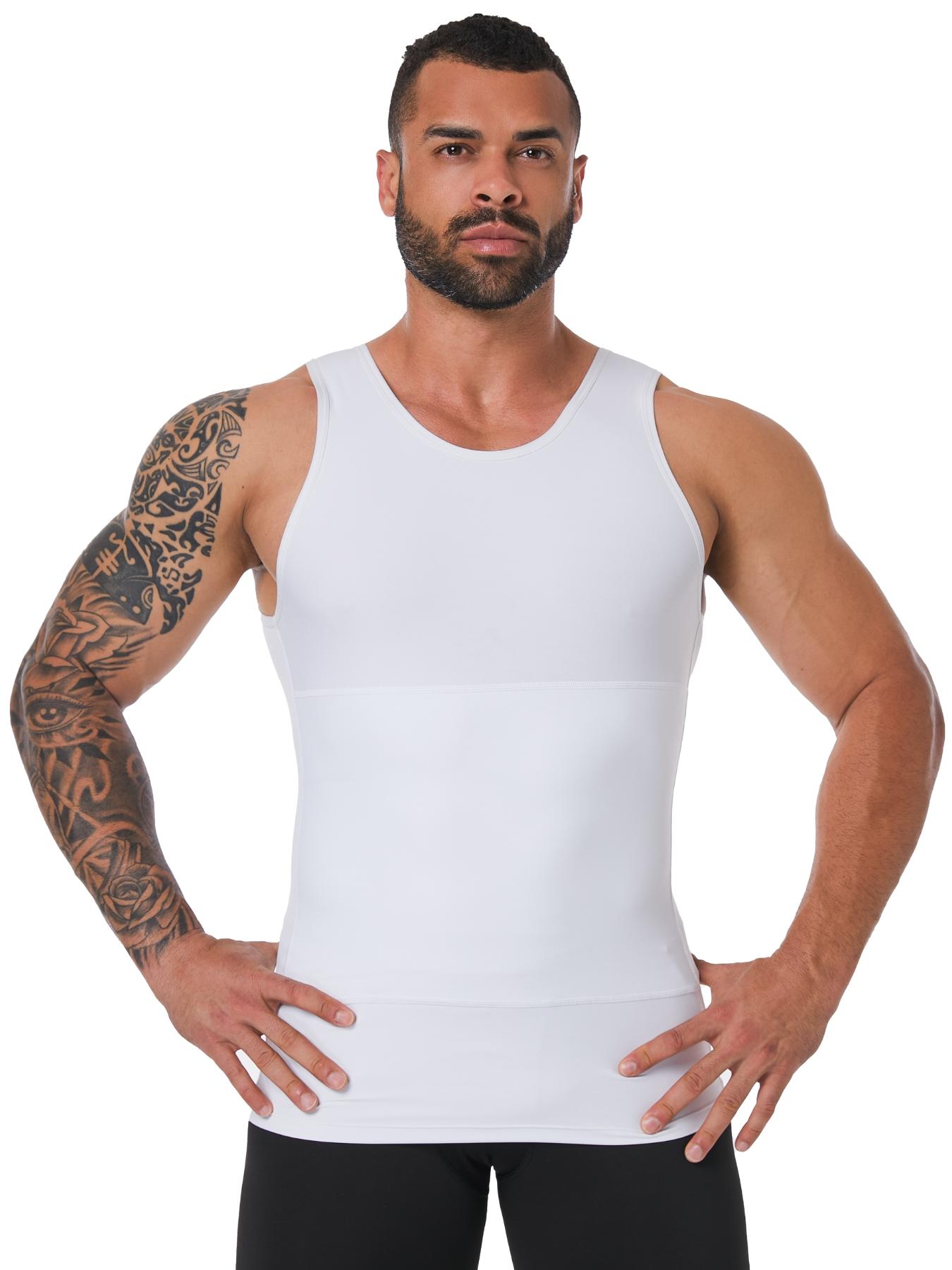 Men's Solid Color Plain Compression Shaper Top, Waist Trainer Vest, Waistline Shaper, High-Stretch Tummy-Control Shapewear Tank Top for Men, Compression Tops