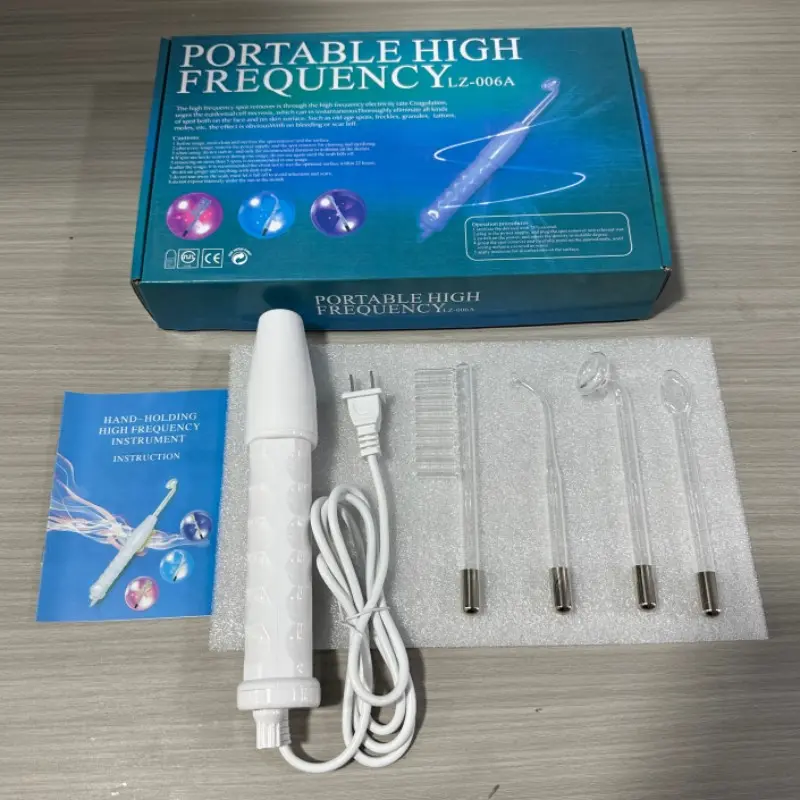 Us Plug Portable High-Frequency Beauty Device, 4 Replacement Glass Electrodes, Facial Body Scalp Care, Salon Style Home Beauty Kit