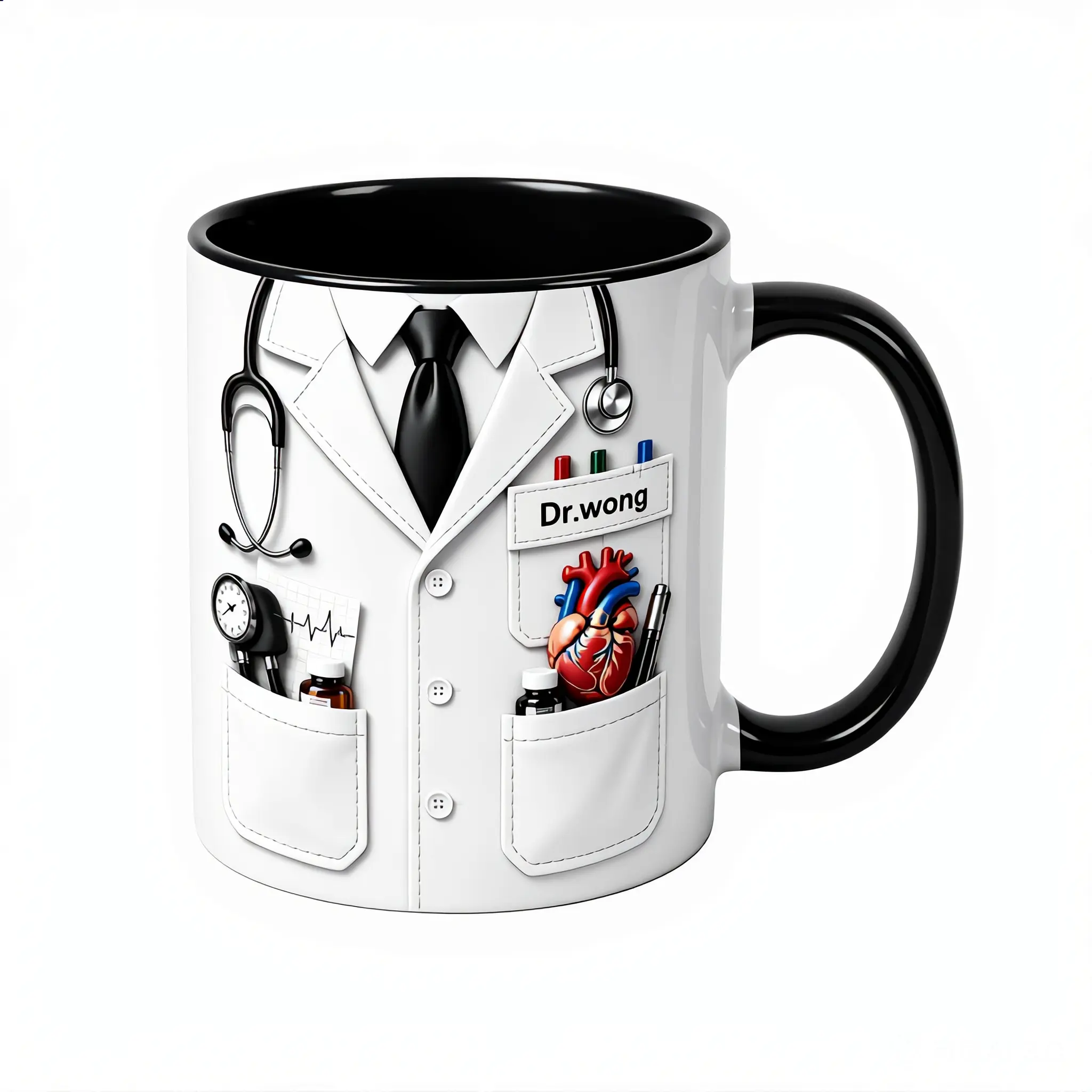 Custom Name Doctor White Coat Coffee Mug, Personalized Medical Cup, Customized Gift for Doctor, Physician, Nurse, Healthcare Worker, Graduation Gift for Medical Student