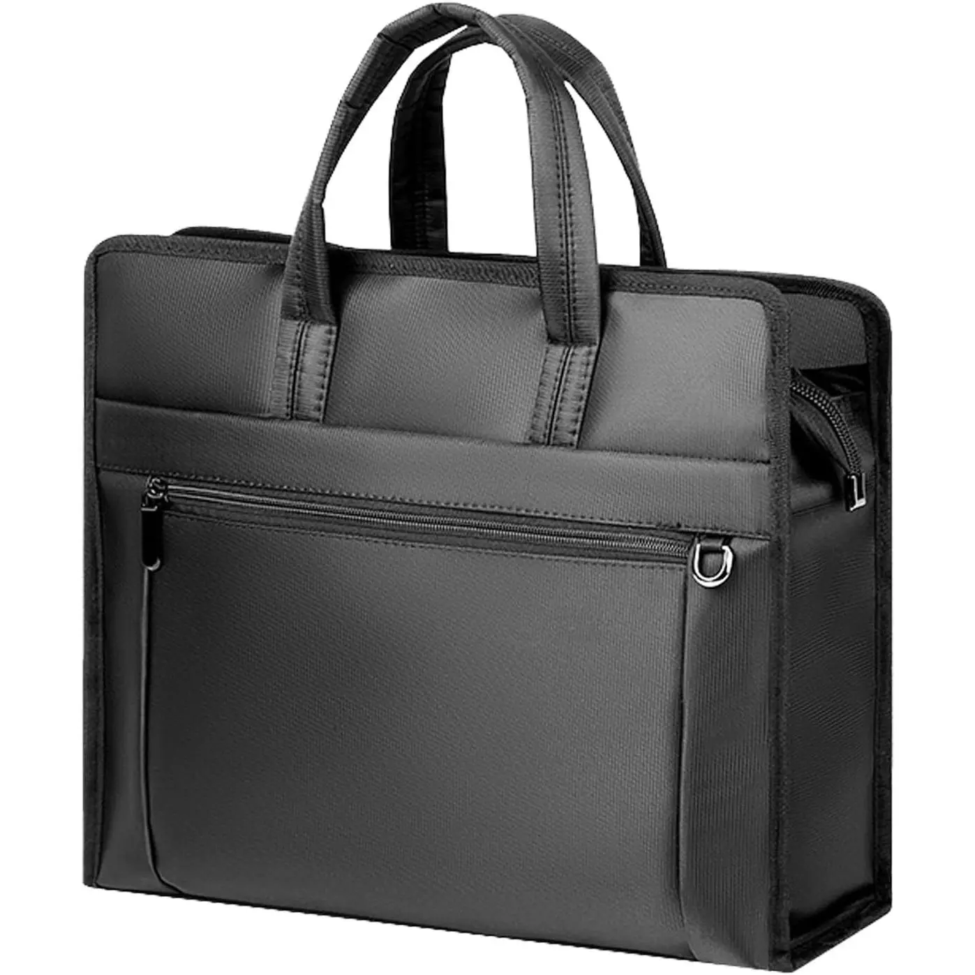 Women's Black Oxford Handle Zippered Horizontal Document Bag, File Tote for Carrying Paper Files, Office Accessories