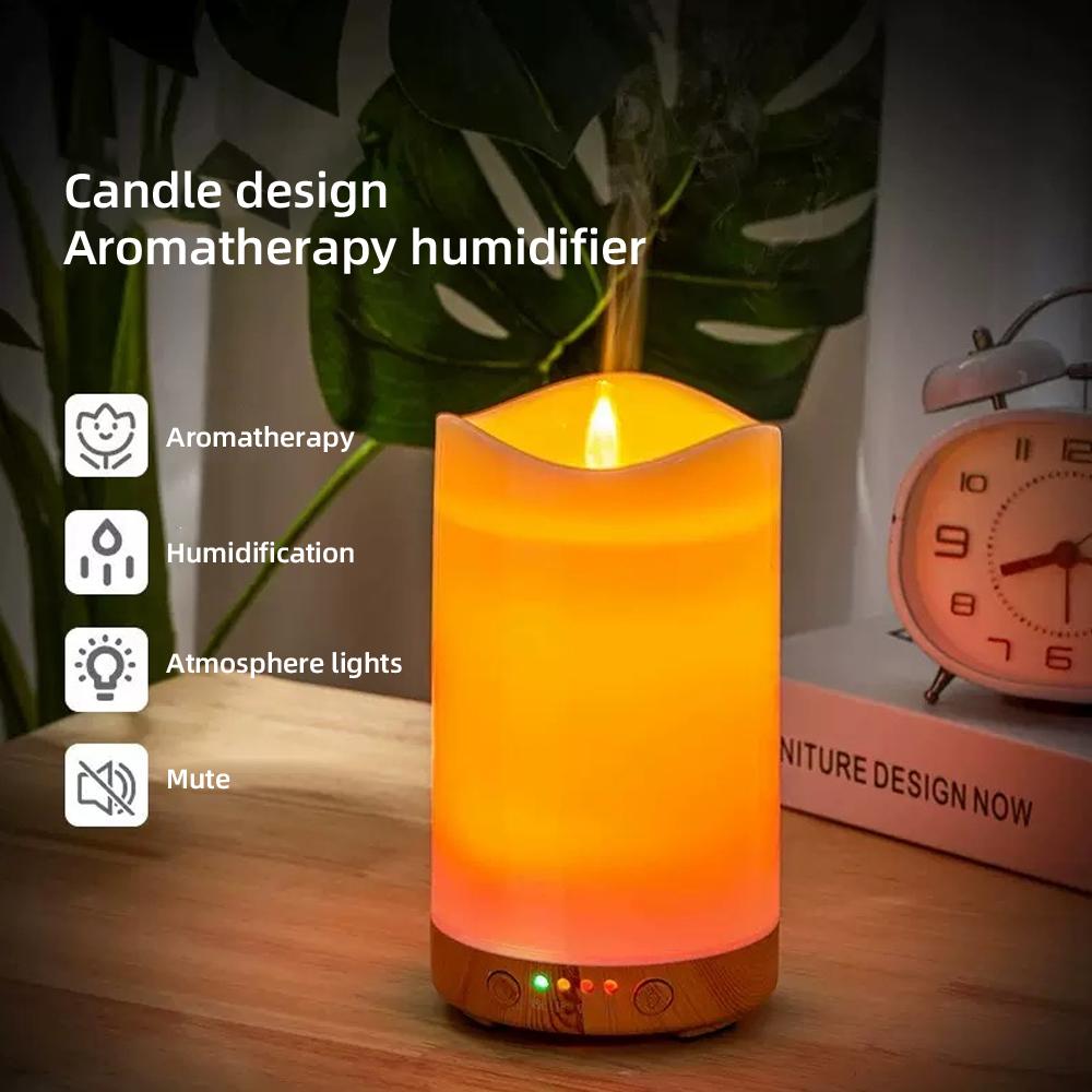 Candle Design Humidifier  Auto Timer, 7-Color LED, 3 Essential Oils for Relaxation