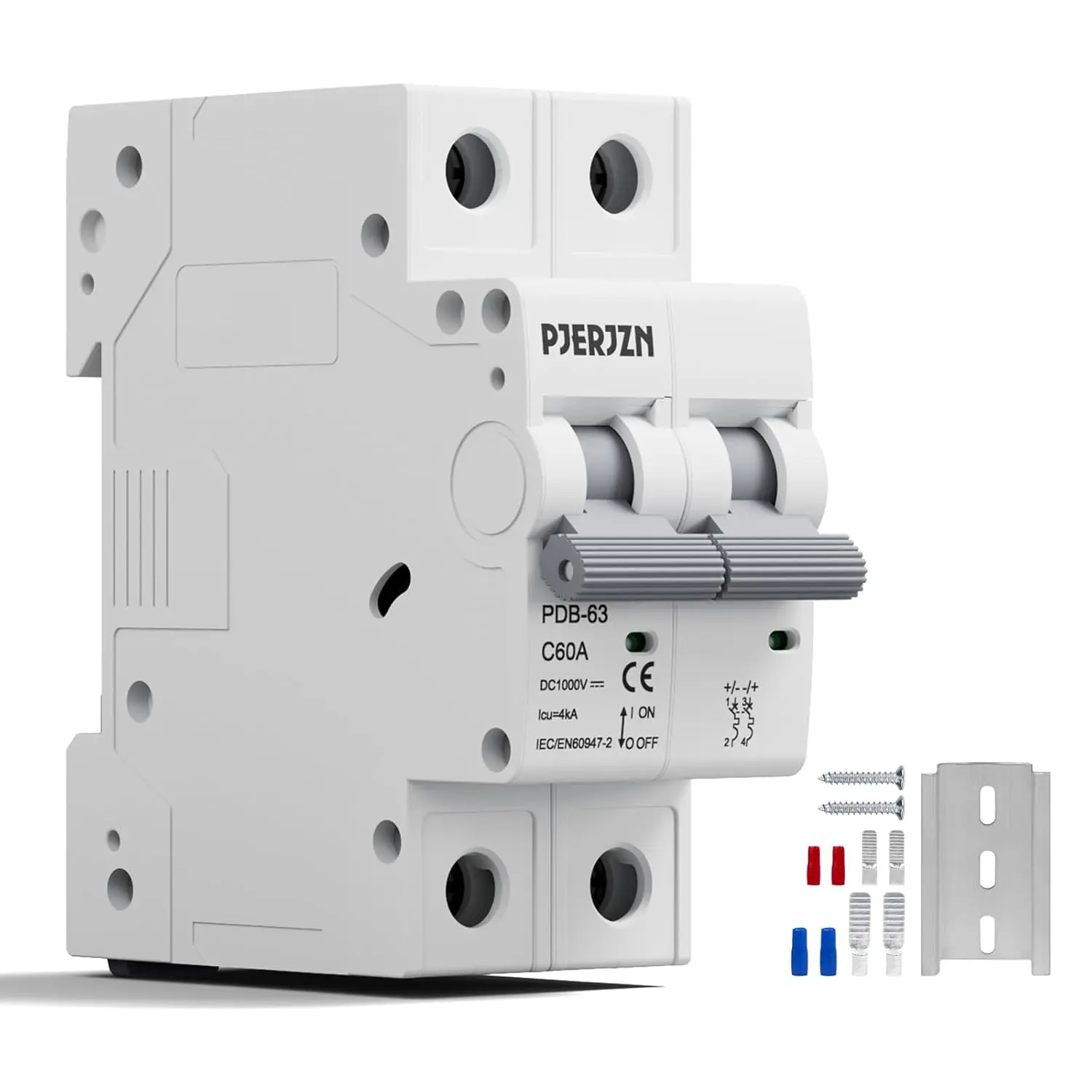 DC Miniature Circuit Breaker 60A 1000V 2P, DIN Rail Mount, DC Breakers for Solar Panels, Homes, Battery